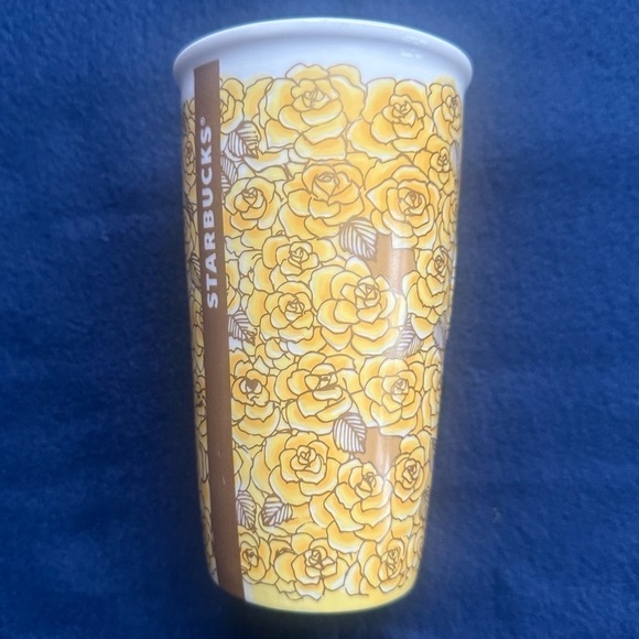 Starbucks Yellow Rose of Texas Ceramic Travel Tumbler 12 Oz - Picture 5 of 9